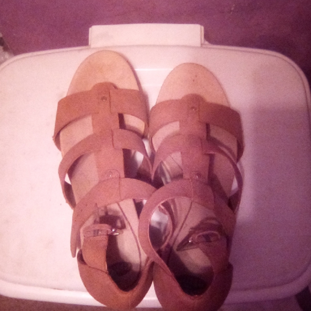 Tan wedge heels